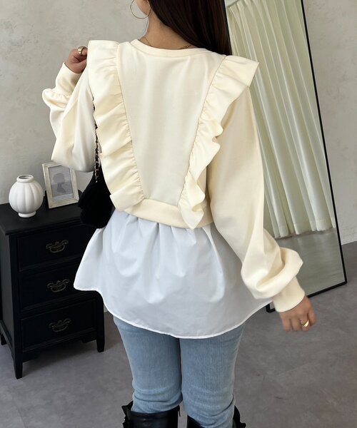 prose verse（プロズヴェール）の「フリルドッキングペプラムスウェット（スウェット・レディース・グレー/アイボリー/ブラック・LARGE/MEDIUM）」の8枚目の写真