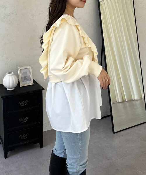 prose verse（プロズヴェール）の「フリルドッキングペプラムスウェット（スウェット・レディース・グレー/アイボリー/ブラック・LARGE/MEDIUM）」の9枚目の写真