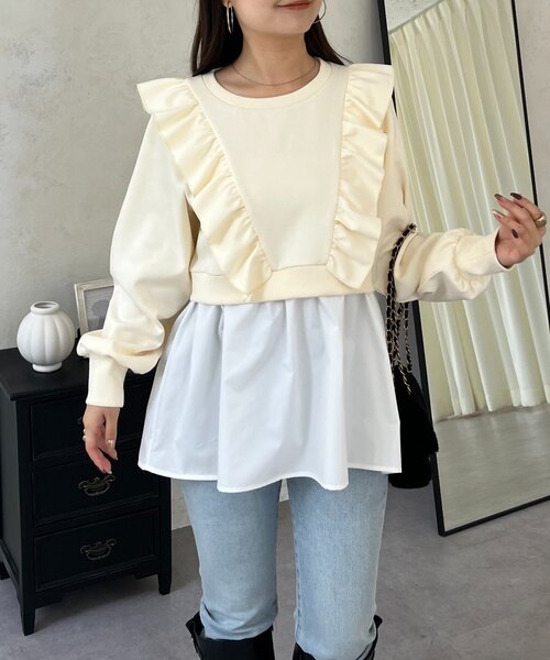 prose verse（プロズヴェール）の「フリルドッキングペプラムスウェット（スウェット・レディース・グレー/アイボリー/ブラック・LARGE/MEDIUM）」の10枚目の写真