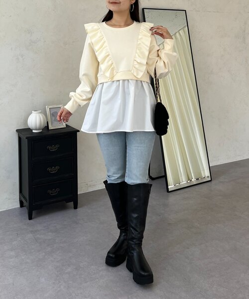 prose verse（プロズヴェール）の「フリルドッキングペプラムスウェット（スウェット・レディース・グレー/アイボリー/ブラック・LARGE/MEDIUM）」の11枚目の写真