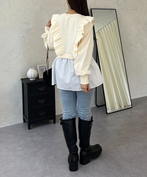 prose verse（プロズヴェール）の「フリルドッキングペプラムスウェット（スウェット・レディース・グレー/アイボリー/ブラック・LARGE/MEDIUM）」の14枚目の写真