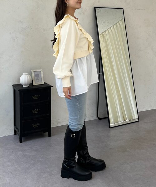 prose verse（プロズヴェール）の「フリルドッキングペプラムスウェット（スウェット・レディース・グレー/アイボリー/ブラック・LARGE/MEDIUM）」の15枚目の写真