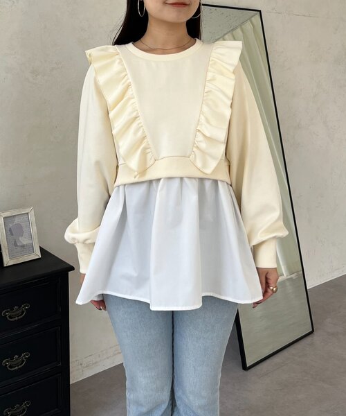 prose verse（プロズヴェール）の「フリルドッキングペプラムスウェット（スウェット・レディース・グレー/アイボリー/ブラック・LARGE/MEDIUM）」の17枚目の写真