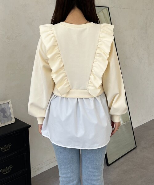 prose verse（プロズヴェール）の「フリルドッキングペプラムスウェット（スウェット・レディース・グレー/アイボリー/ブラック・LARGE/MEDIUM）」の19枚目の写真