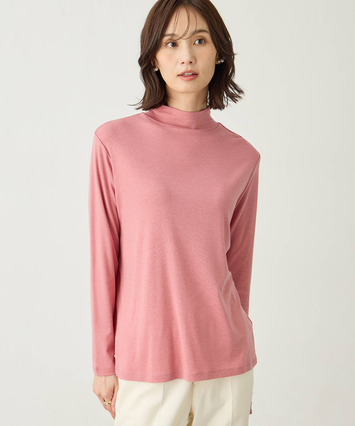 A/C DESIGN BY ALPHA CUBIC(エーシーデザインバイアルファキュービック)の「ウールミックスハイネックカットソー【大きいサイズあり】(Tシャツ/カットソー・レディース・ライトグレー/ピンク/ブラック/オフホワイト・M/L/LL/3L)」の5枚目の写真