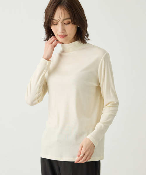 A/C DESIGN BY ALPHA CUBIC(エーシーデザインバイアルファキュービック)の「ウールミックスハイネックカットソー【大きいサイズあり】(Tシャツ/カットソー・レディース・ライトグレー/ピンク/ブラック/オフホワイト・M/L/LL/3L)」の7枚目の写真