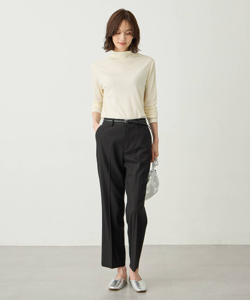 A/C DESIGN BY ALPHA CUBIC(エーシーデザインバイアルファキュービック)の「ウールミックスハイネックカットソー【大きいサイズあり】(Tシャツ/カットソー・レディース・ライトグレー/ピンク/ブラック/オフホワイト・M/L/LL/3L)」の8枚目の写真