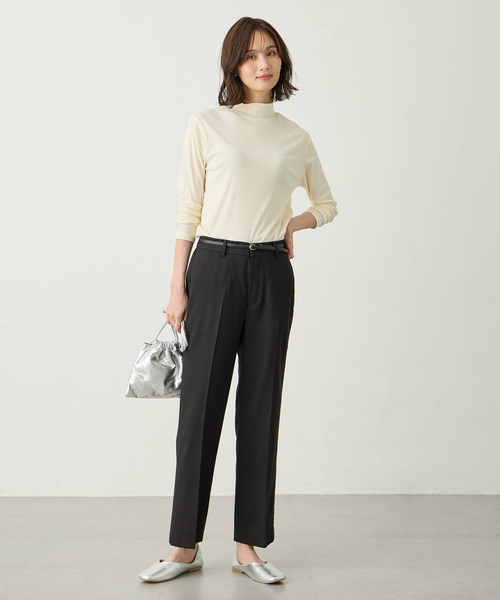 A/C DESIGN BY ALPHA CUBIC(エーシーデザインバイアルファキュービック)の「ウールミックスハイネックカットソー【大きいサイズあり】(Tシャツ/カットソー・レディース・ライトグレー/ピンク/ブラック/オフホワイト・M/L/LL/3L)」の9枚目の写真