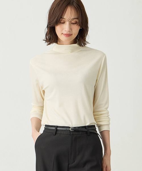 A/C DESIGN BY ALPHA CUBIC(エーシーデザインバイアルファキュービック)の「ウールミックスハイネックカットソー【大きいサイズあり】(Tシャツ/カットソー・レディース・ライトグレー/ピンク/ブラック/オフホワイト・M/L/LL/3L)」の1枚目の写真