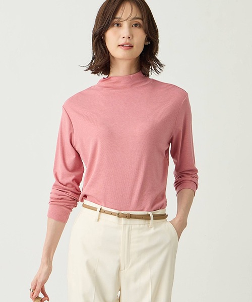 A/C DESIGN BY ALPHA CUBIC(エーシーデザインバイアルファキュービック)の「ウールミックスハイネックカットソー【大きいサイズあり】(Tシャツ/カットソー・レディース・ライトグレー/ピンク/ブラック/オフホワイト・M/L/LL/3L)」の4枚目の写真