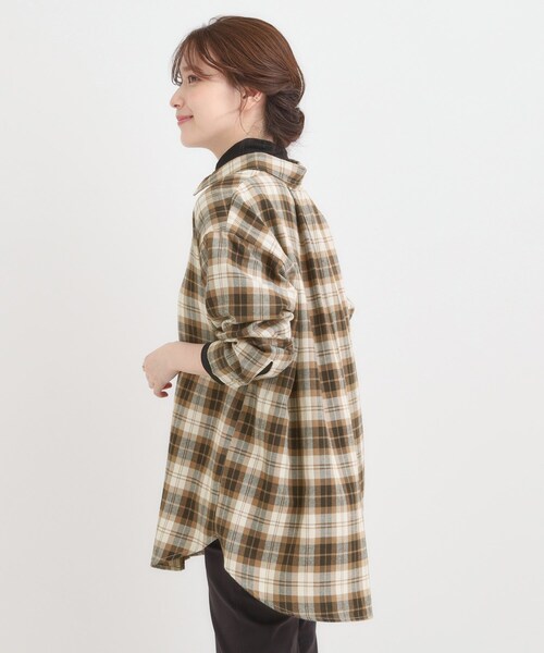 SHOO・LA・RUE(シューラルー)の「【S-LL】柔らかさが癖になる 起毛コットン オーバーサイズシャツ(シャツ/ブラウス・レディース・ワイン系3/ブラウン系2/ブラック系1・04/03/02/01)」の9枚目の写真