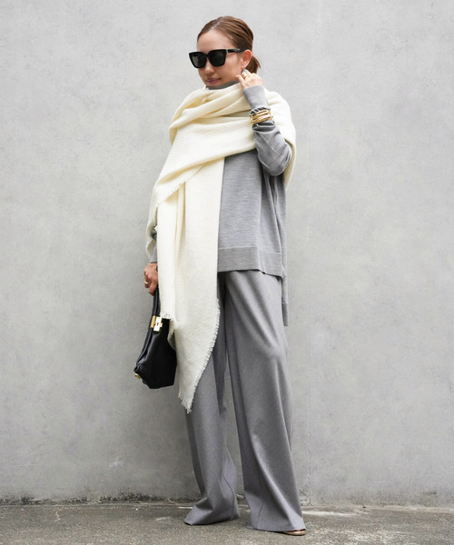 Deuxieme Classe（ドゥーズィエムクラス）の「*【ALONPI CASHMERE / アロンピ カシミア】STOLE（ストール/ショール・レディース・ホワイト/ブラック/ナチュラル/チャコールグレー/ダークグリーン・FREE）」の8枚目の写真