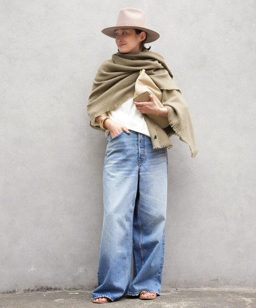 Deuxieme Classe（ドゥーズィエムクラス）の「*【ALONPI CASHMERE / アロンピ カシミア】STOLE（ストール/ショール・レディース・ホワイト/ブラック/ナチュラル/チャコールグレー/ダークグリーン・FREE）」の10枚目の写真