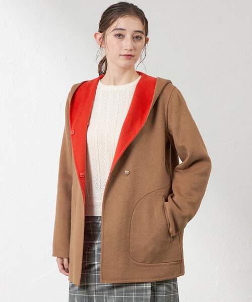 amaca(アマカ)の「【Anniversary Piece】紡毛配色リバーコート(その他アウター・レディース・ベージュ系その他5/ダークネイビー/グレー系その他・40/38)」の3枚目の写真