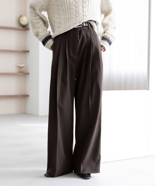 RAGEBLUE（レイジブルー）の「グランパ3タックワイドスラックス（スラックス・レディース・ダークブラウン/ブラック系・MEDIUM/LARGE）」の2枚目の写真