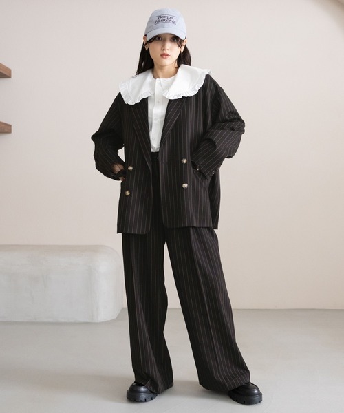 RAGEBLUE（レイジブルー）の「グランパ3タックワイドスラックス（スラックス・レディース・ダークブラウン/ブラック系・MEDIUM/LARGE）」の4枚目の写真