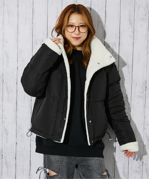 セール】《2WAYリバーシブル》レディース ボア×中綿ブルゾン あったか