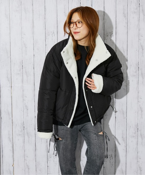 GORGE(ゴージ)の「《2WAYリバーシブル》レディース ボア×中綿ブルゾン あったか防寒アウター 秋冬(ブルゾン・レディース・サックスブルー/アイボリー/ブラック/ピンク・F)」の5枚目の写真