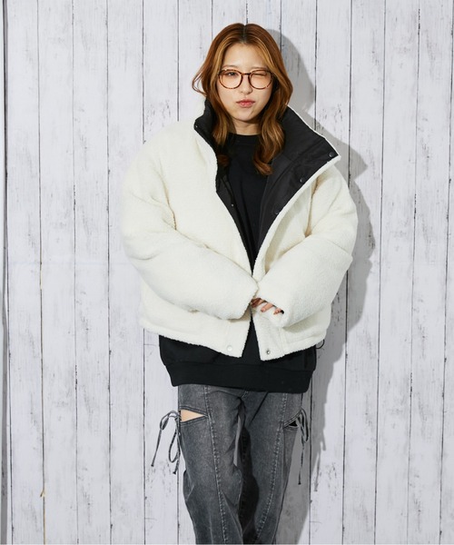 GORGE(ゴージ)の「《2WAYリバーシブル》レディース ボア×中綿ブルゾン あったか防寒アウター 秋冬(ブルゾン・レディース・サックスブルー/アイボリー/ブラック/ピンク・F)」の8枚目の写真