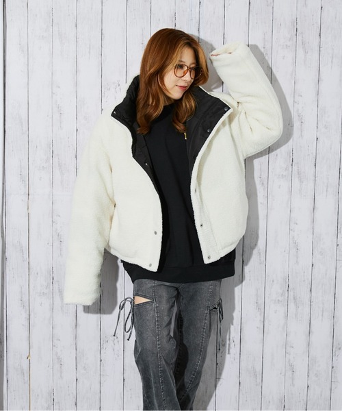 GORGE(ゴージ)の「《2WAYリバーシブル》レディース ボア×中綿ブルゾン あったか防寒アウター 秋冬(ブルゾン・レディース・サックスブルー/アイボリー/ブラック/ピンク・F)」の9枚目の写真