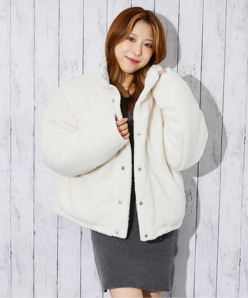 セール】《2WAYリバーシブル》レディース ボア×中綿ブルゾン あったか