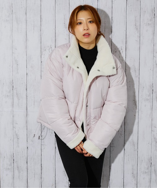 セール】《2WAYリバーシブル》レディース ボア×中綿ブルゾン あったか