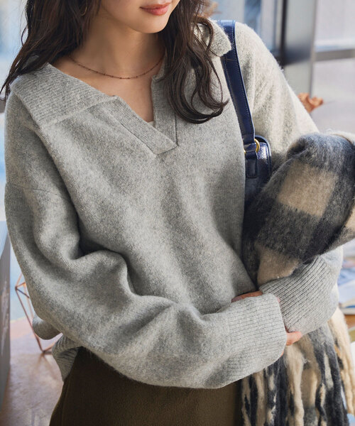 Sov / Yスキッパーニットトップス 黒 Sov / SNOWYスキッパーニットトップス 黒