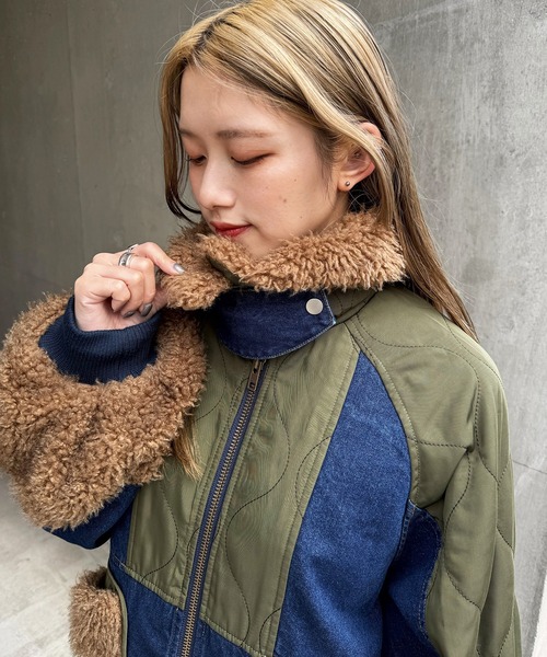 DOUBLE NAME（ダブルネーム）の「ボアキルト2WAYジャケット（デニムジャケット・レディース・インディゴブルー/ブラック系・FREE）」の17枚目の写真