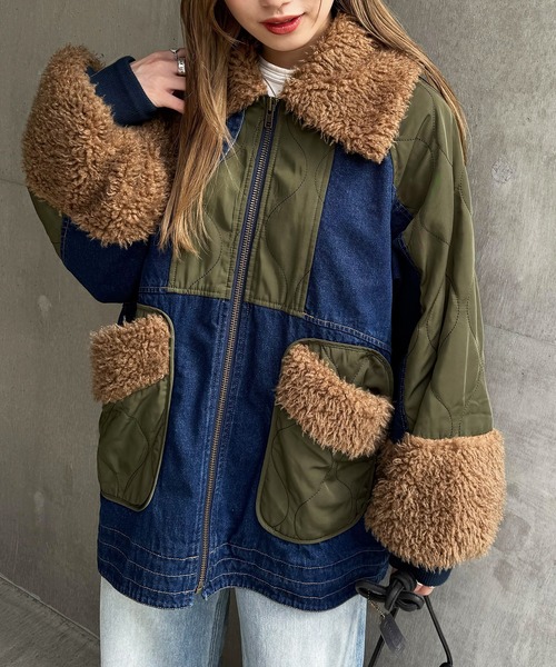 DOUBLE NAME（ダブルネーム）の「ボアキルト2WAYジャケット（デニムジャケット・レディース・インディゴブルー/ブラック系・FREE）」の19枚目の写真