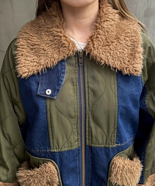 DOUBLE NAME（ダブルネーム）の「ボアキルト2WAYジャケット（デニムジャケット・レディース・インディゴブルー/ブラック系・FREE）」の8枚目の写真