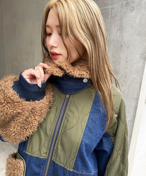 DOUBLE NAME（ダブルネーム）の「ボアキルト2WAYジャケット（デニムジャケット・レディース・インディゴブルー/ブラック系・FREE）」の15枚目の写真