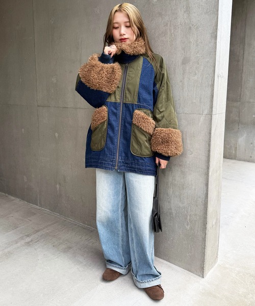 DOUBLE NAME（ダブルネーム）の「ボアキルト2WAYジャケット（デニムジャケット・レディース・インディゴブルー/ブラック系・FREE）」の16枚目の写真