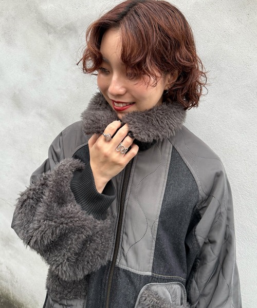 DOUBLE NAME（ダブルネーム）の「ボアキルト2WAYジャケット（デニムジャケット・レディース・インディゴブルー/ブラック系・FREE）」の9枚目の写真