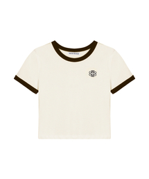 NICK&NICOLE（ニックアンドニコール）の「NICOLE COLOURWAY RINGER CROP TOP_CREAM BROWN（Tシャツ/カットソー）」