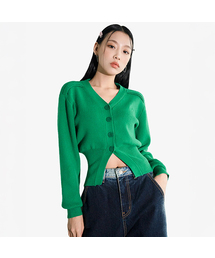 Balloon Ribbed Cardigan GREEN