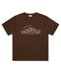 チムニホームプリントオーバーサイズ半袖Tシャツブラウン