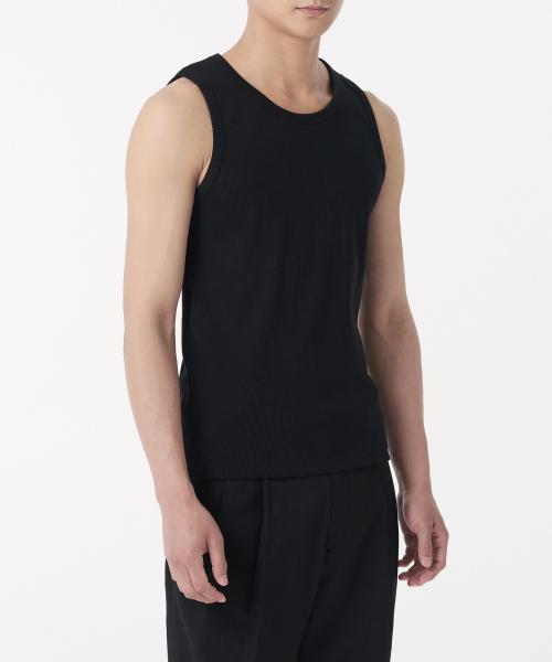 MUSINSA STANDARD（ムシンサスタンダード）の「エッセンシャルタンクトップ [ブラック]（Tシャツ/カットソー・メンズ・その他・XX-LARGE/XXX-LARGE/LARGE/MEDIUM/SMALL/X-LARGE）」の2枚目の写真
