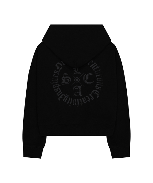 SLOWACID（スローアシッド）の「ブラックレターサークルロゴワイドフードパーカー[ブラック]（パーカー・レディース・ブラック・SMALL/MEDIUM/LARGE）」の4枚目の写真