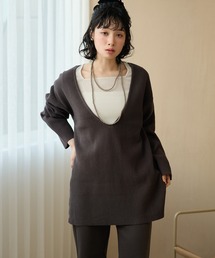 deep v neck rib knit /ディープVネックリブニット