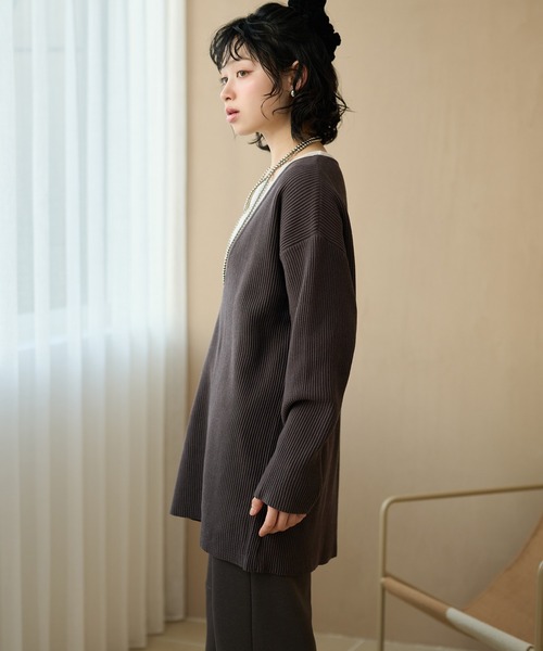 LAULEN(ローレン)の「deep v neck rib knit /ディープVネックリブニット(ニット/セーター・レディース・ブラック/グレー・FREE)」の10枚目の写真