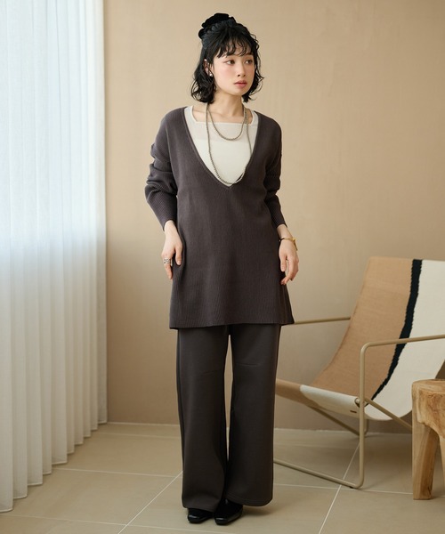 LAULEN(ローレン)の「deep v neck rib knit /ディープVネックリブニット(ニット/セーター・レディース・ブラック/グレー・FREE)」の13枚目の写真