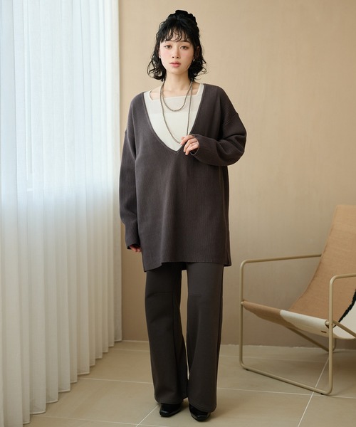 LAULEN(ローレン)の「deep v neck rib knit /ディープVネックリブニット(ニット/セーター・レディース・ブラック/グレー・FREE)」の17枚目の写真
