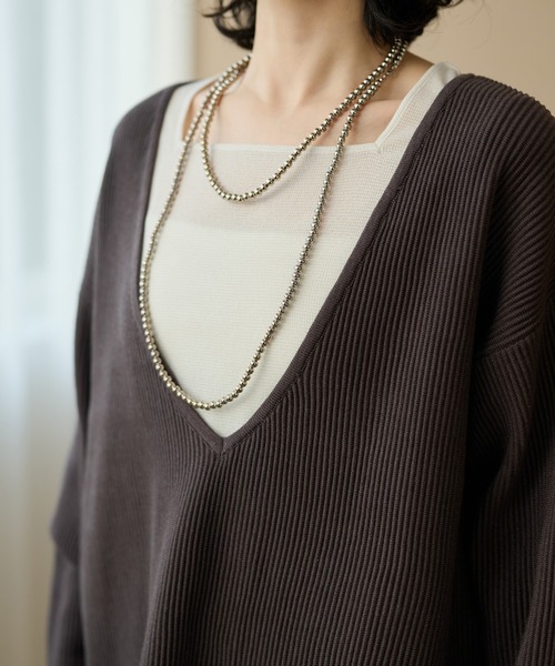 LAULEN(ローレン)の「deep v neck rib knit /ディープVネックリブニット(ニット/セーター・レディース・ブラック/グレー・FREE)」の18枚目の写真