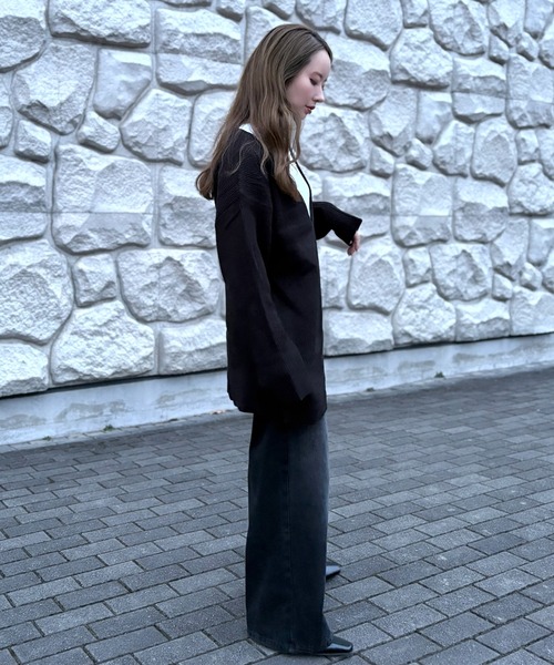 LAULEN(ローレン)の「deep v neck rib knit /ディープVネックリブニット(ニット/セーター・レディース・ブラック/グレー・FREE)」の7枚目の写真