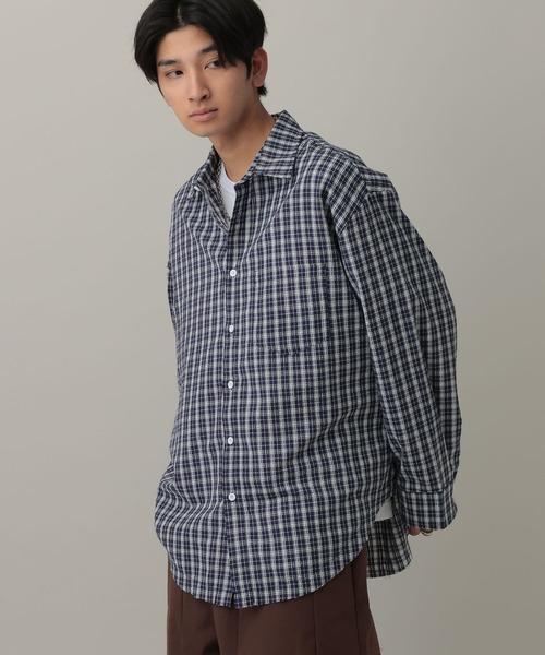 LAND MUSEUM(ランドミュージアム)の「LAND MUSEUM/パターンチェックシャツ(シャツ/ブラウス・メンズ・ブラック/ネイビー・MEDIUM/LARGE)」の6枚目の写真
