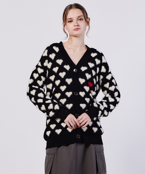 DOUBLE STANDARD CLOTHING（ダブルスタンダードクロージング）の「ハートシャギーモールカーディガン（カーディガン/ボレロ・レディース・ブラック・FREE）」の2枚目の写真
