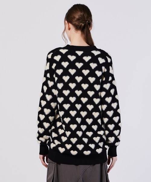 DOUBLE STANDARD CLOTHING（ダブルスタンダードクロージング）の「ハートシャギーモールカーディガン（カーディガン/ボレロ・レディース・ブラック・FREE）」の4枚目の写真