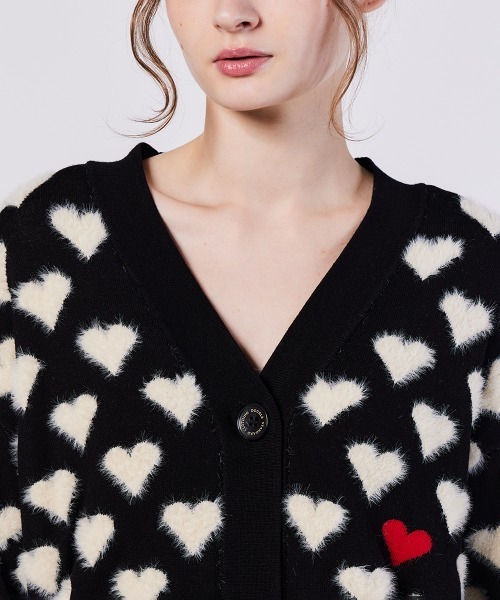 DOUBLE STANDARD CLOTHING（ダブルスタンダードクロージング）の「ハートシャギーモールカーディガン（カーディガン/ボレロ・レディース・ブラック・FREE）」の5枚目の写真