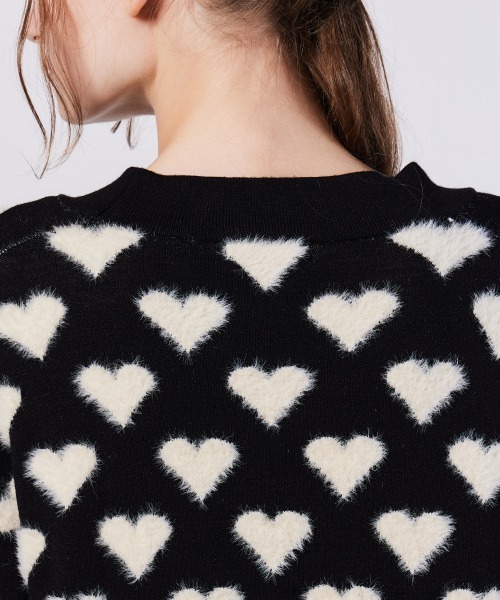 DOUBLE STANDARD CLOTHING（ダブルスタンダードクロージング）の「ハートシャギーモールカーディガン（カーディガン/ボレロ・レディース・ブラック・FREE）」の7枚目の写真