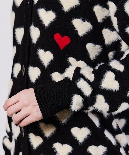 DOUBLE STANDARD CLOTHING（ダブルスタンダードクロージング）の「ハートシャギーモールカーディガン（カーディガン/ボレロ・レディース・ブラック・FREE）」の9枚目の写真